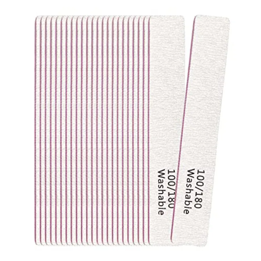 

24 Pack Nail Files, 100/180 Grit Double Sides Professional Reusable Washable Nail File, Emery Boards Manicure Tool for Acrylic
