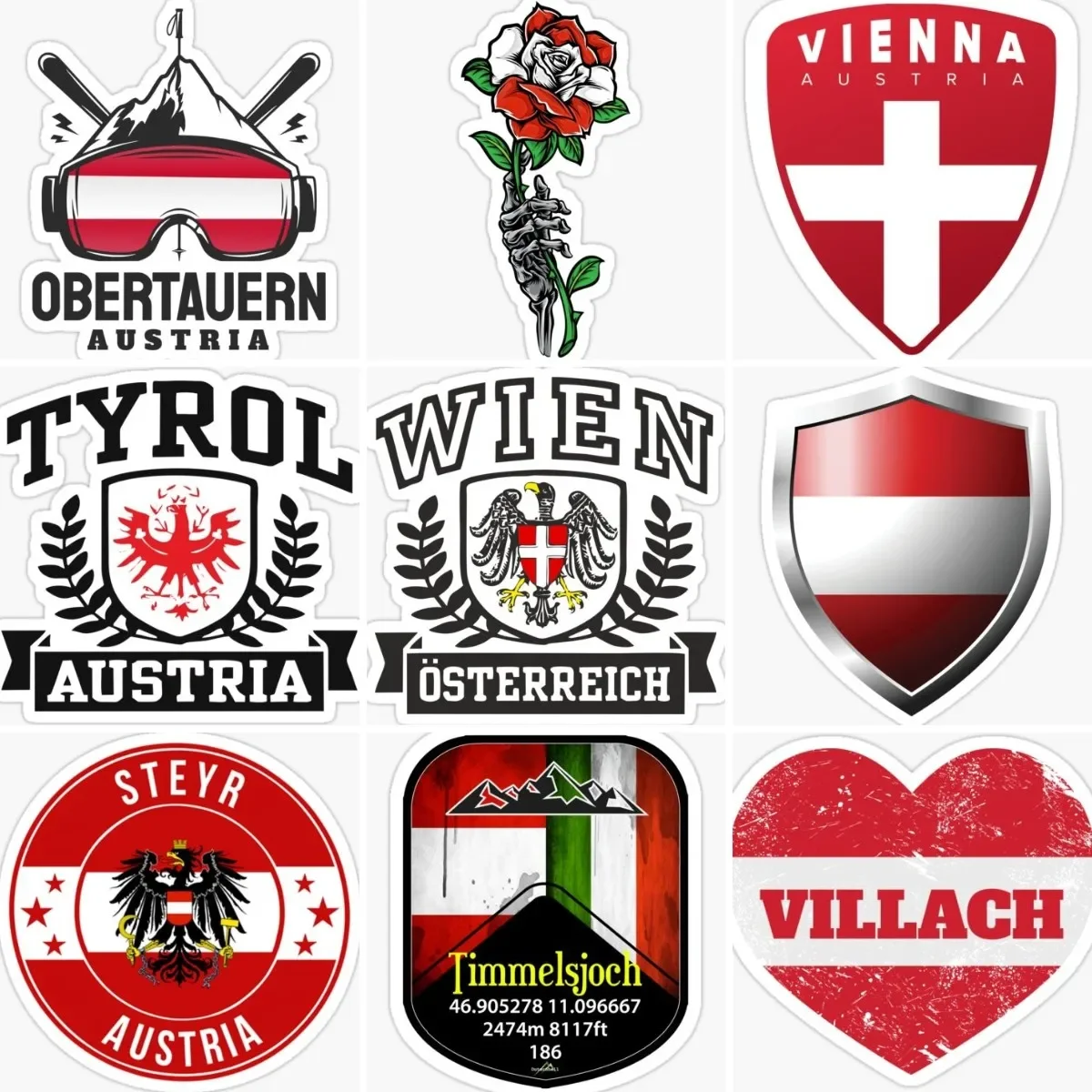 Austria Flag Emblem Eagle Stickers Helmet Table Motorcycle Car Vinyl Window Truck Bumper Bicycle Wall Decal Assecories