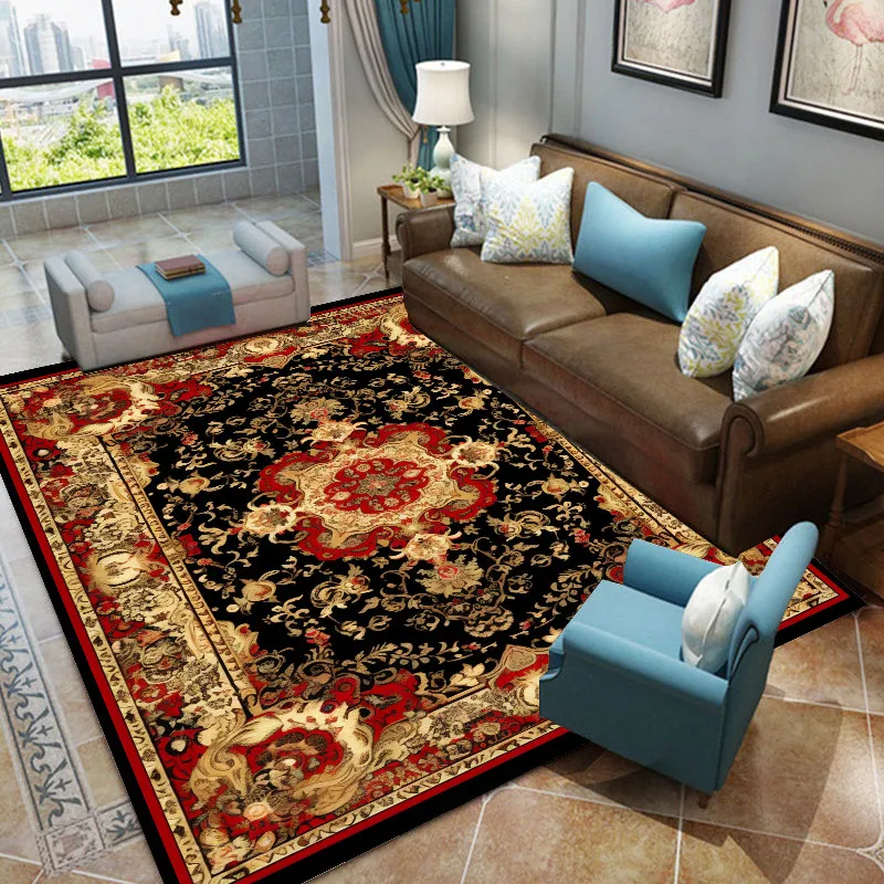 Retro Persian Carpet Living Room Decoration Luxury Carpets Home Sofa Chair Area Floor Mat Bedroom Bedside Lounge Rug Anti Slip