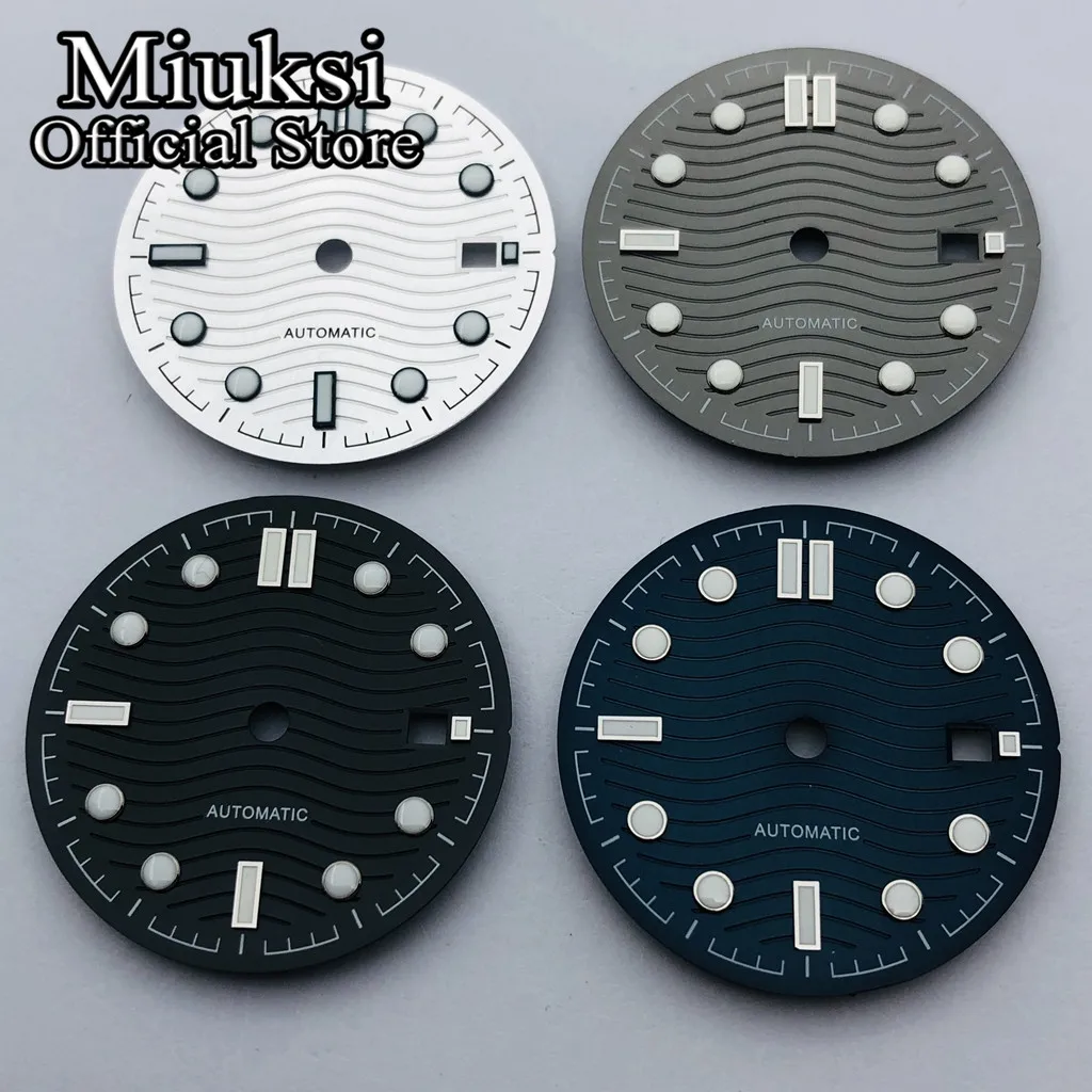 Miuksi 31mm black blue green gray watch dial luminous fit NH35 NH36 ETA2824 2836 Miyota8205 8215 Mingzhu DG2813 3804 movement