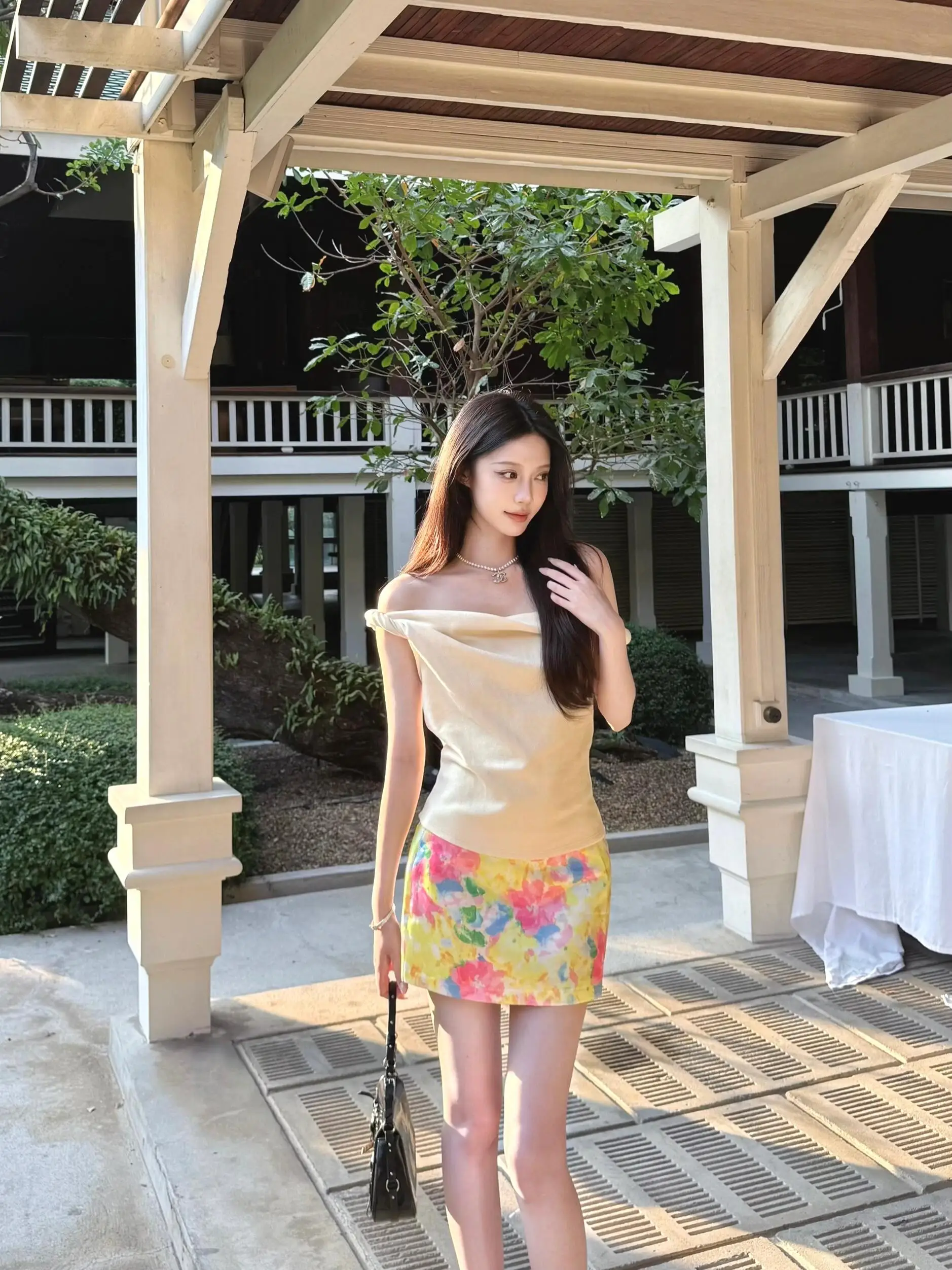 

Acetate Satin Printed Flower Low Waist Ultra Short Skirt Women's Spring Summer New Style Versatile Sexy Half-length Skirt