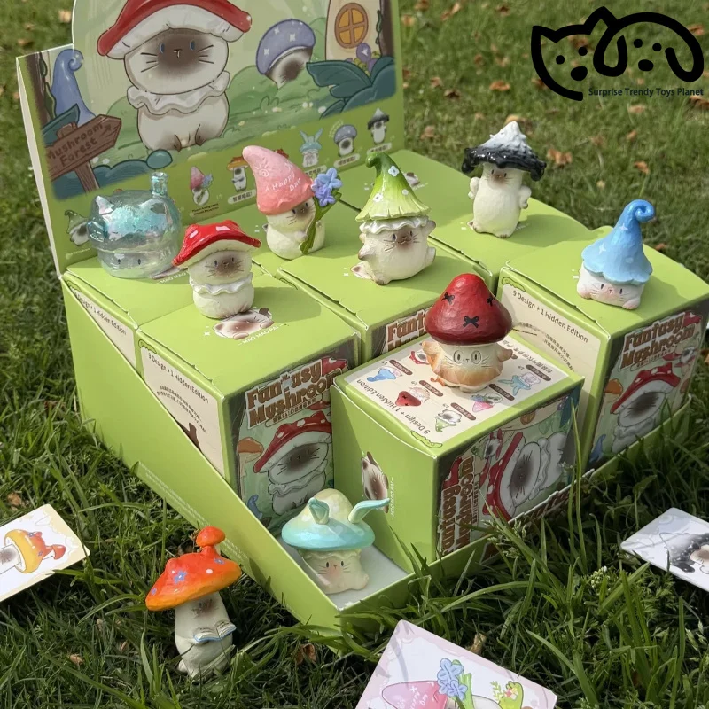 

New Cat Pai Fantasy Mushroom Series Blind Box Creative Cute Logic Cat Figure Doll Collection Desktop Ornament Cute Festival Gift