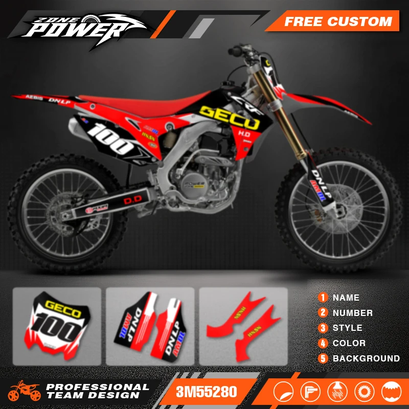 Powerzone Motorcycle Graphic Decal Stickers Kits For Honda CRF450 CRF450R CRF250 CRF250R 2013-2017 Number Name Customize 56