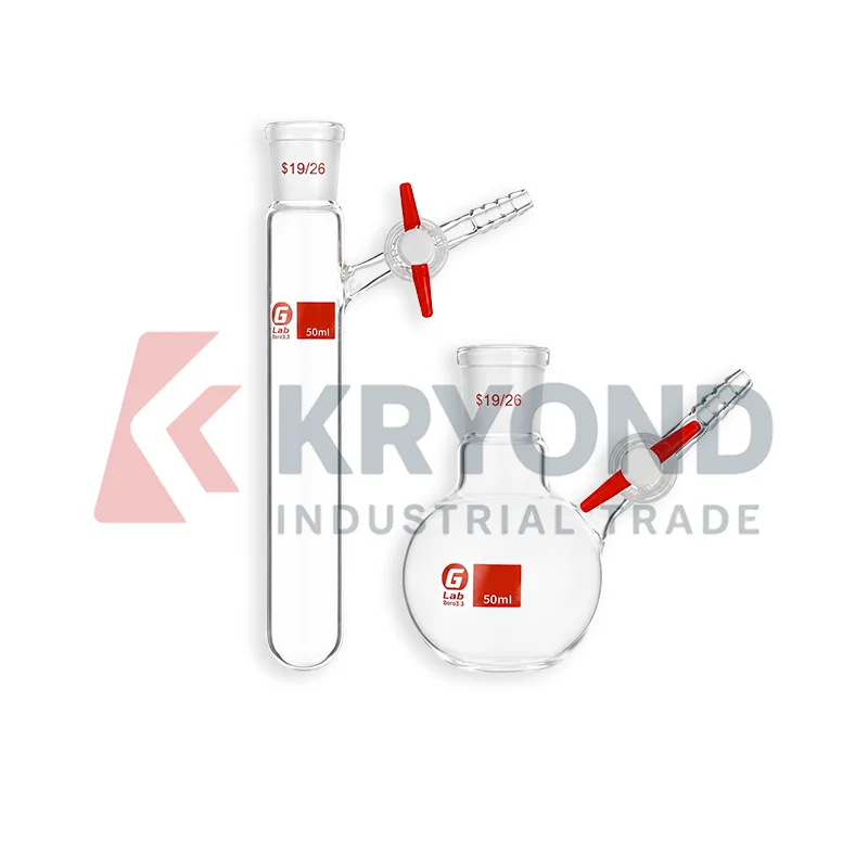 10ml 25ml 50ml 100ml 250ml Schlenk Reaction Tube PTFE Stopcock Ground Joint Laboratory Supplies Research Application Pack Set