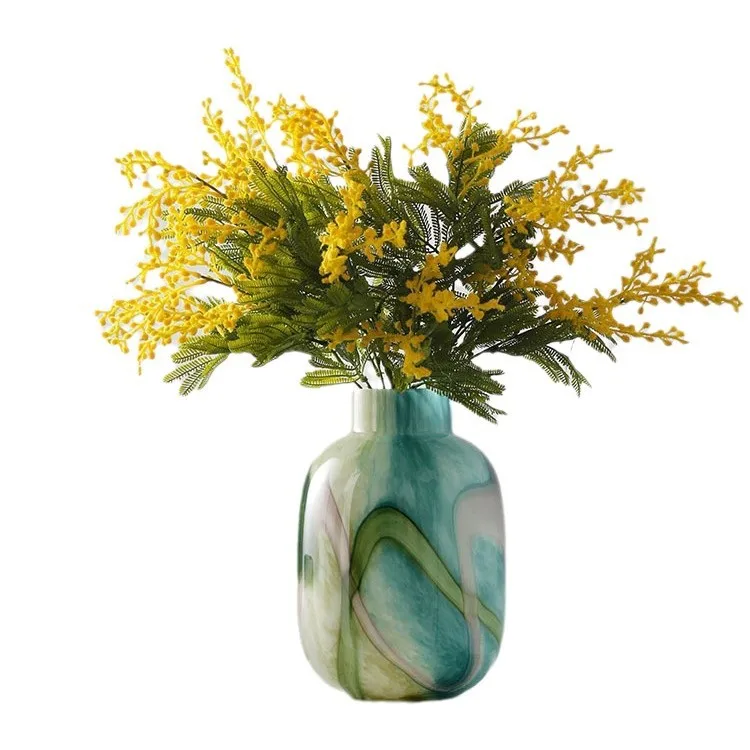 French fluid color ink big belly glass vase ornament living room TV cabinet dining table water flower arrangement ornament