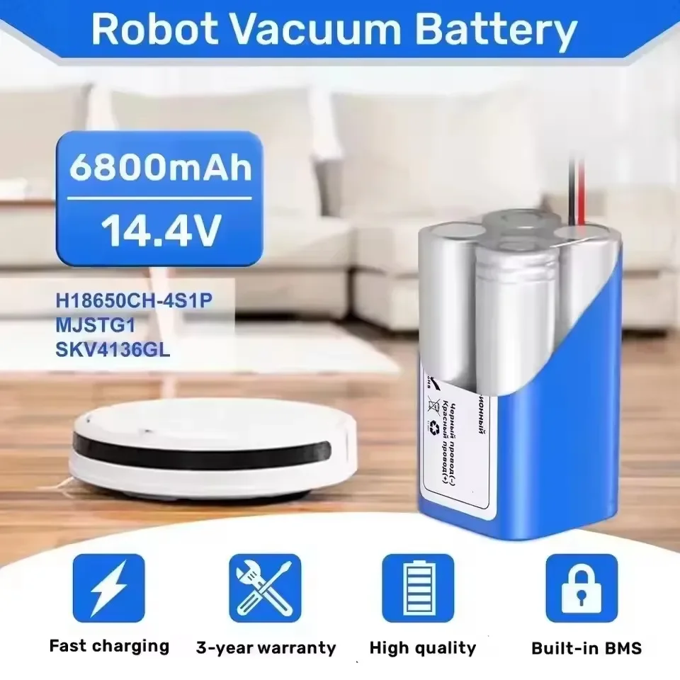 14.4V New H18650CH-4S1P 12800mAh Li-ion Battery Pack,For XIAOMI MIJIA Mi Robot Vacuum-Mop Essential G1 MJSTG1，SKV4136GL R30 R35
