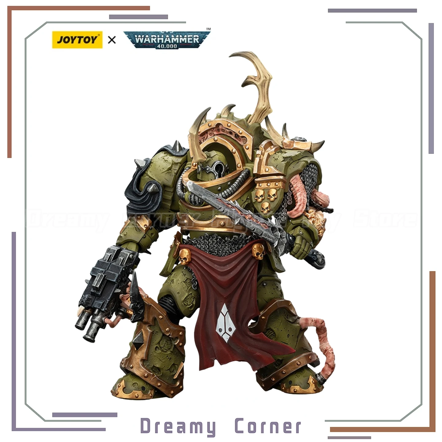 

【In Stock】JOYTOY Warhammer 40K Death Guard Blightlord Terminator 3 with Combi-bolter and Bubotic Blade 1/18 Action Figure Toy