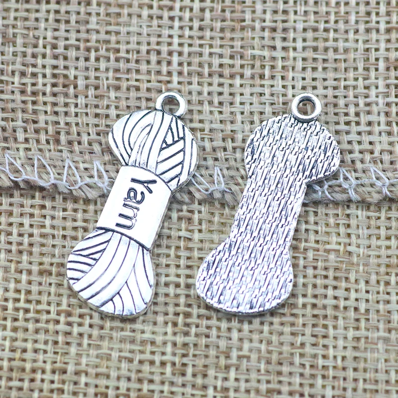 12 Piece 15*31mm Mixed Alloy Antique Silver Color Woolen Yarn Charms Bracelet Keychain Pendant Accessory For DIY Jewelry Making