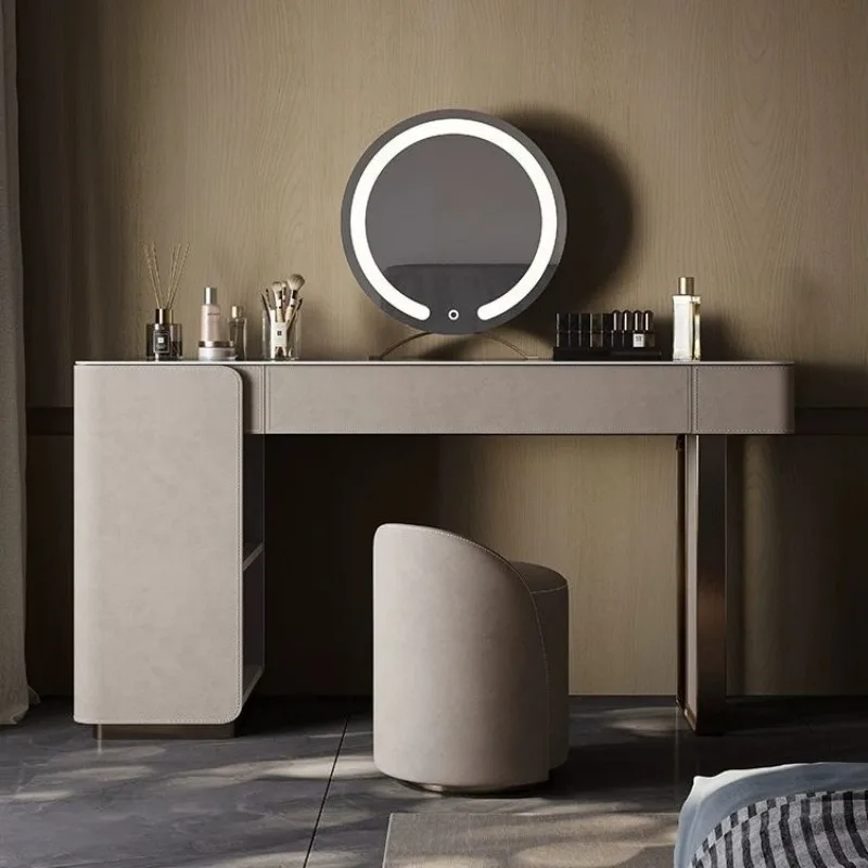 

Italian light luxury 2025 new rock slab dresser modern simple solid wood small apartment integrated makeup table bedroom