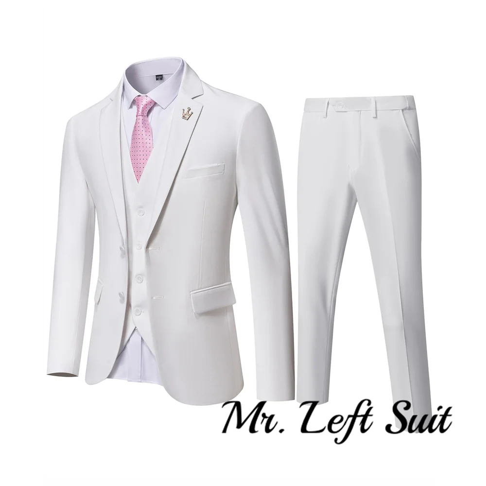 XS-5XL Men's Suits (Jacket + Vest + Pants) High Quality Boutique Solid Color Casual Business Office Suit Set Three Pieces