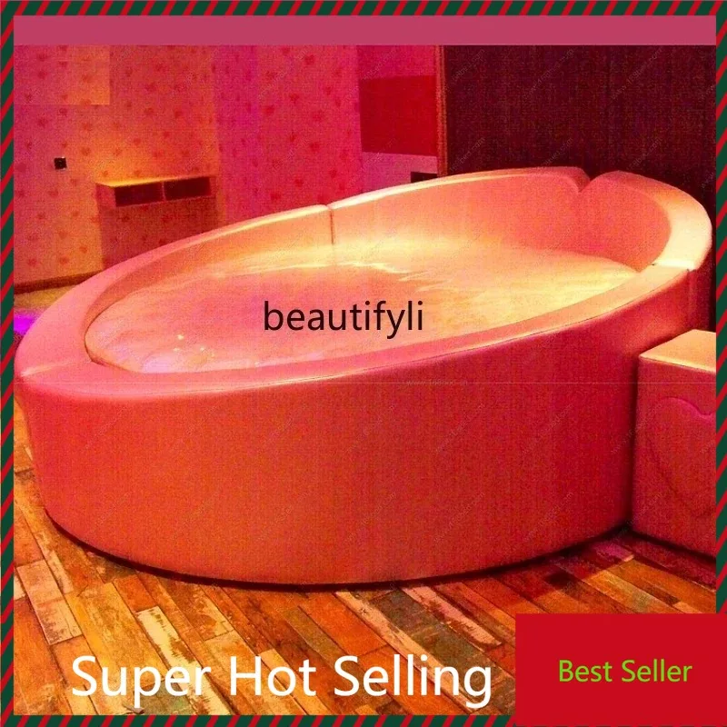 QQ132 Electric Bed Bed & Breakfast Furniture Hotel Shadow Coffee Bar Love Theme Hotel Couple Heart Circle Water Bed