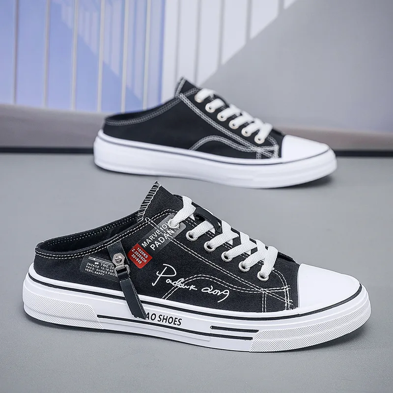 New Breathable Baotou Slippers Men's Canvas Shoes Korean Version Student Casual Half Slippers