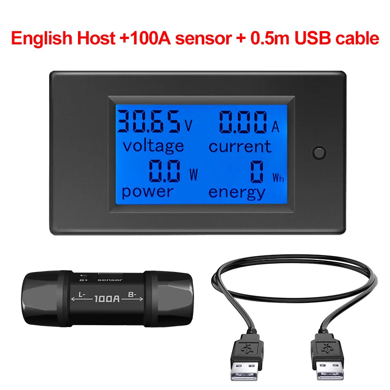 

PZEM051 100A 0.5m USB DC Energy Electric Meter LCD Digital Current Voltmeter Ammeter Pcycle Voltage Current Power Energy Monitor