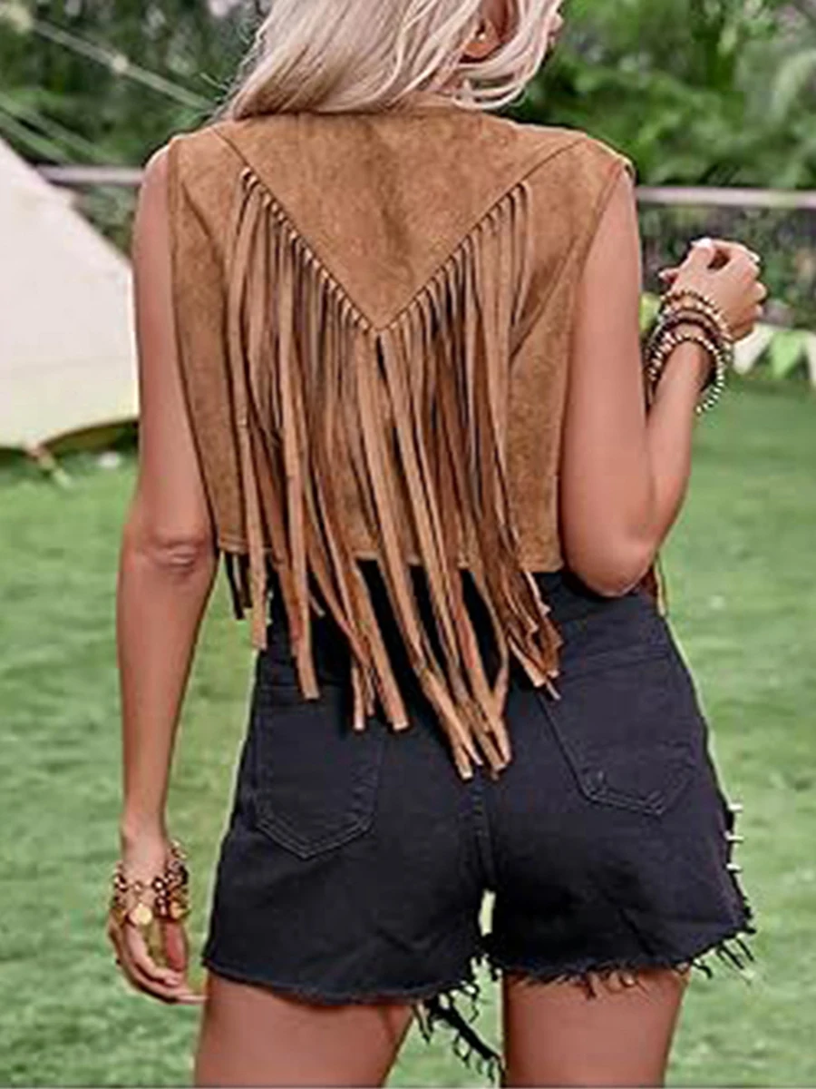 Elevate Your Style with Our 2024 Fringe Vest in Camel - Available in 5 Sizes for a Perfect Fit!