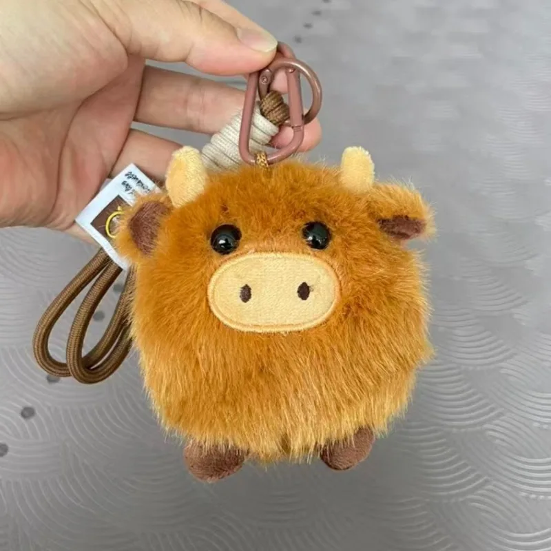 Süßes Highland Cow Plüschtier Simulation Rinder Plüschtier Anhänger Taschenanhänger Weich gefüllt Kawaii Schlüsselanhänger Plushie Home Decor