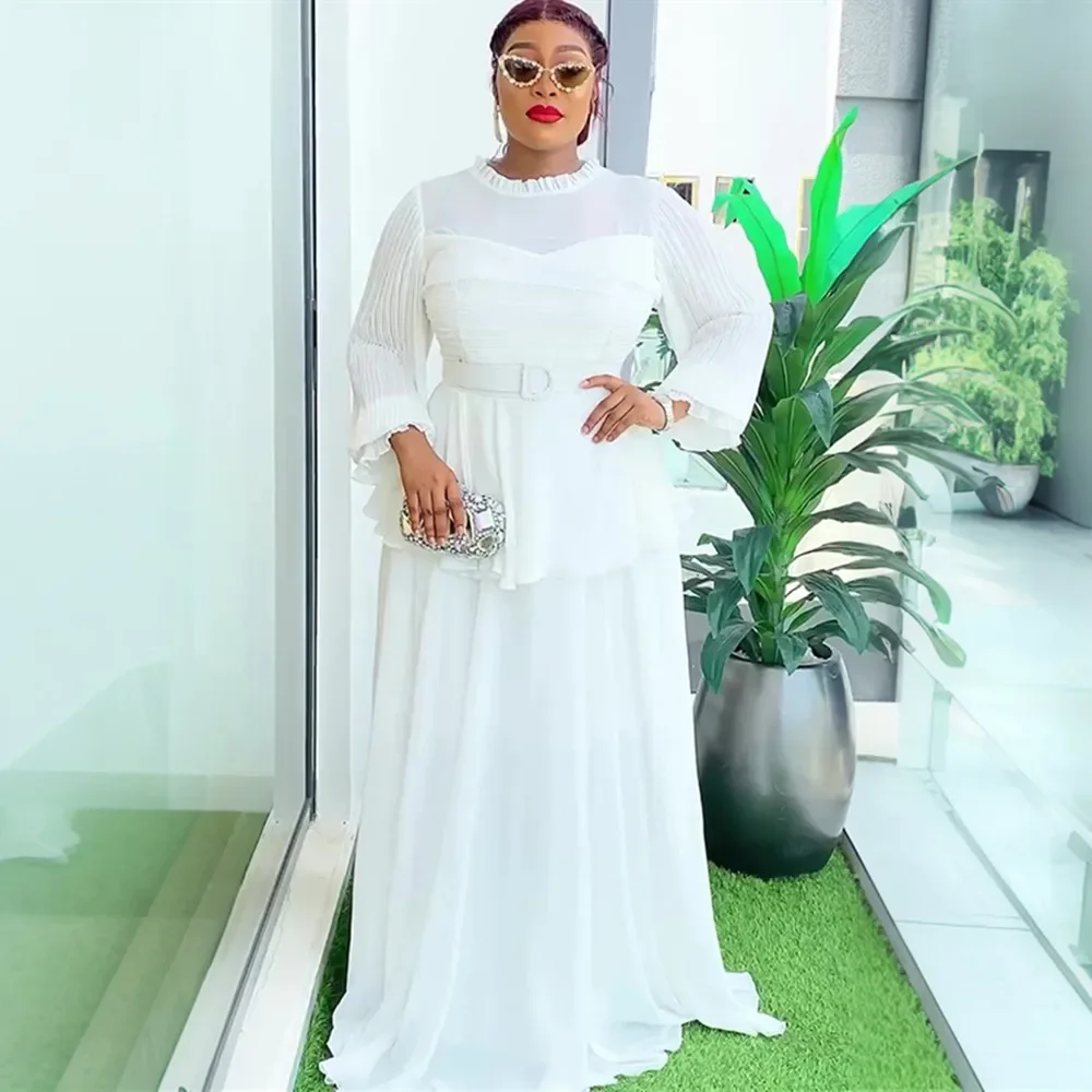 Plus Size African Party Dresses for Women 2025 New Fashion Dashiki Ankara Chiffon Wedding Gowns Elegant Turkey Muslim Maxi Dress