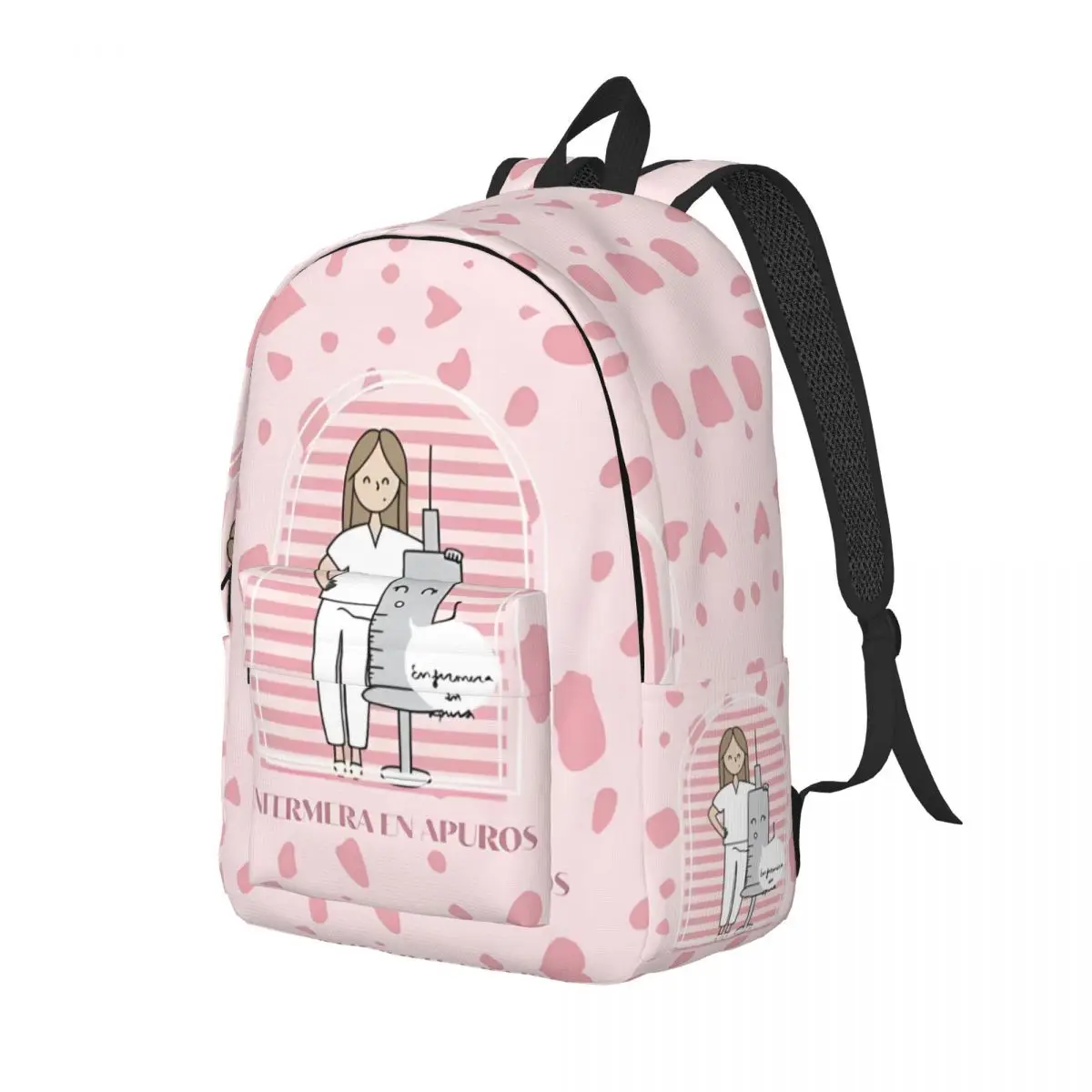 Enfermera En Apuros Backpack Girl Comfort Doctor Pattern Backpacks Polyester Stylish High School Bags Camping Colorful Rucksack