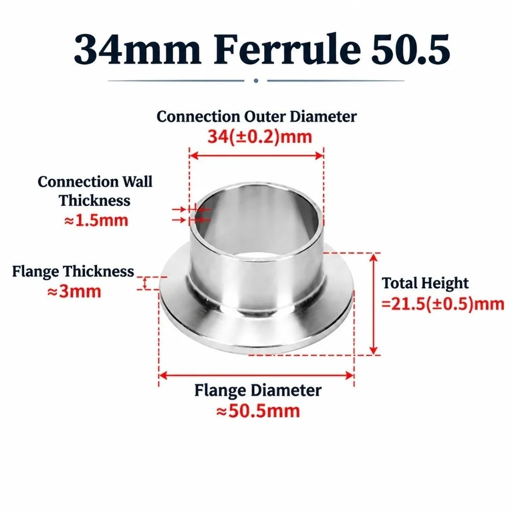 SS304 Stainless Steel Sanitary Clamp Joint 12.7-114mm 0.5