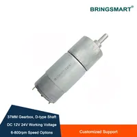 Bringsamrt 37GB555 Micro DC Motor 12V Electric Gears Motor Reduction Motor 15W Reversible High Torque Gear box Reducer Metal