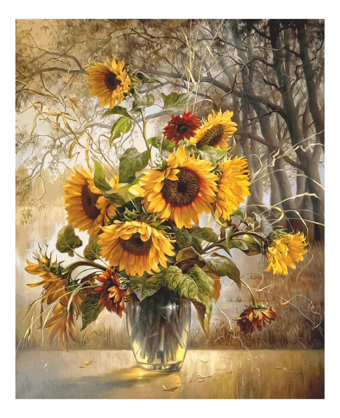 

Cross Stitch Kit DIY Set Cross stitch kit forest sunflower 500 * 615 with mixed embroidery Decoration Cross Stitch Set