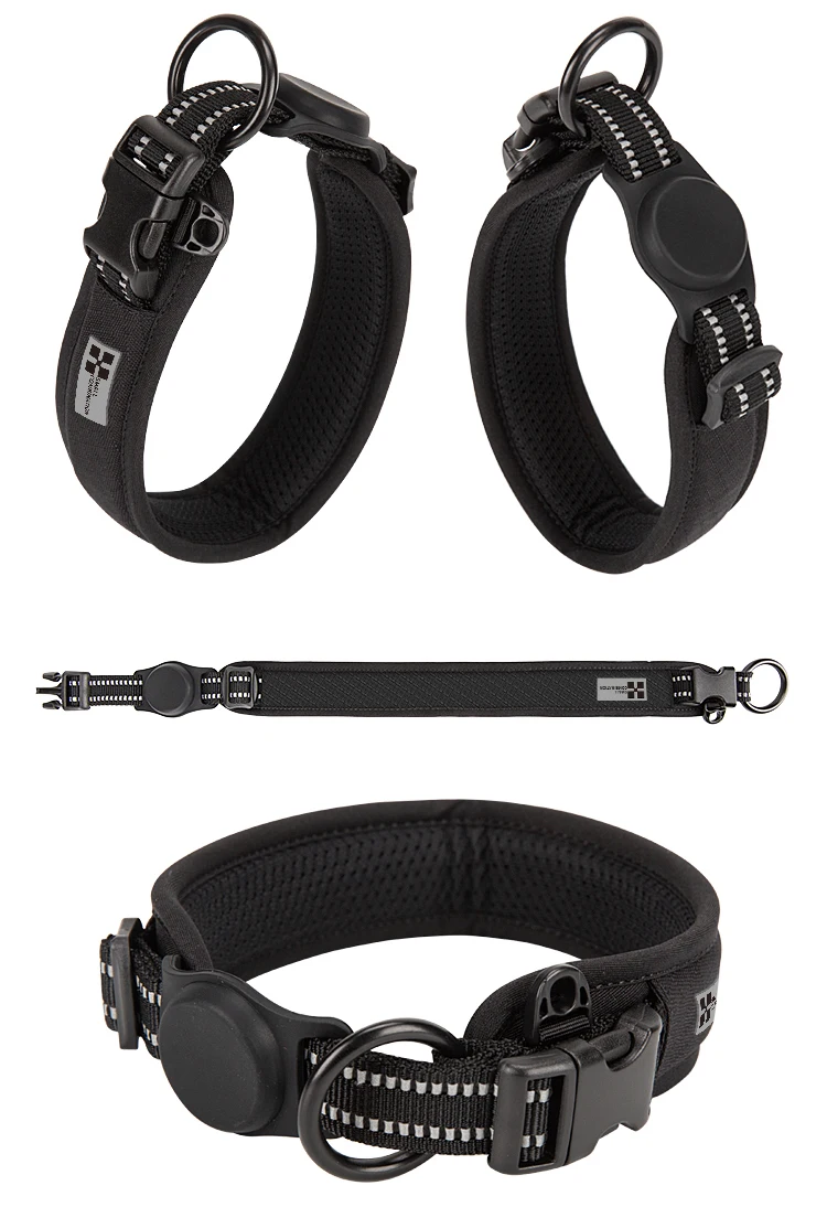 Personalized AirTag Dog Collar Adjustable Nylon Reflective Padded Pet Dog Collar for Small Medium Large Dog Accessories