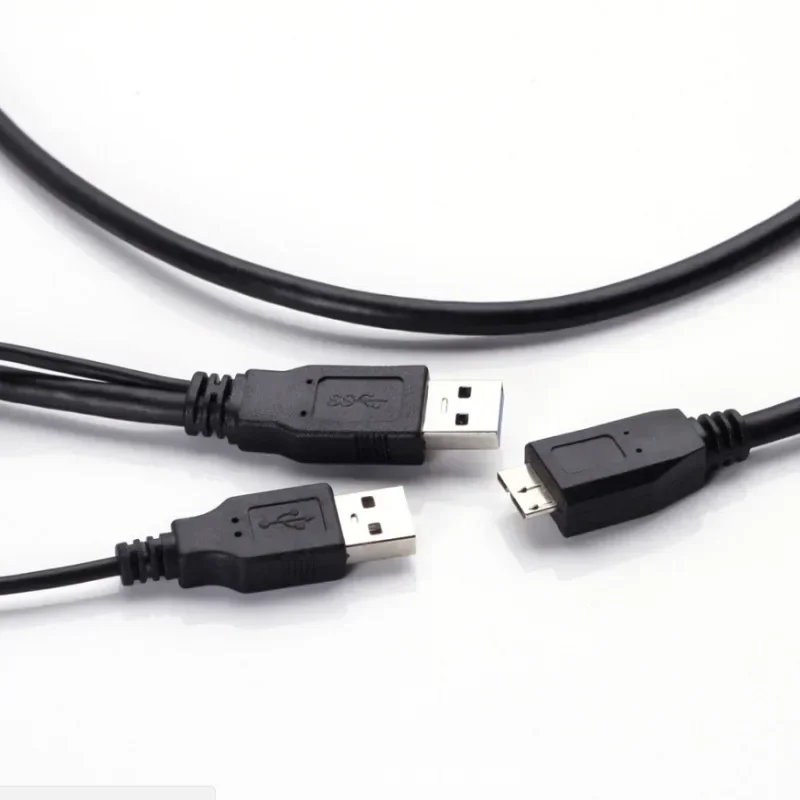 New USB3.0 Micro-B Mobile Hard Disk Cable Double Head USB Power Supply Data Cable with Auxiliary Power Supply