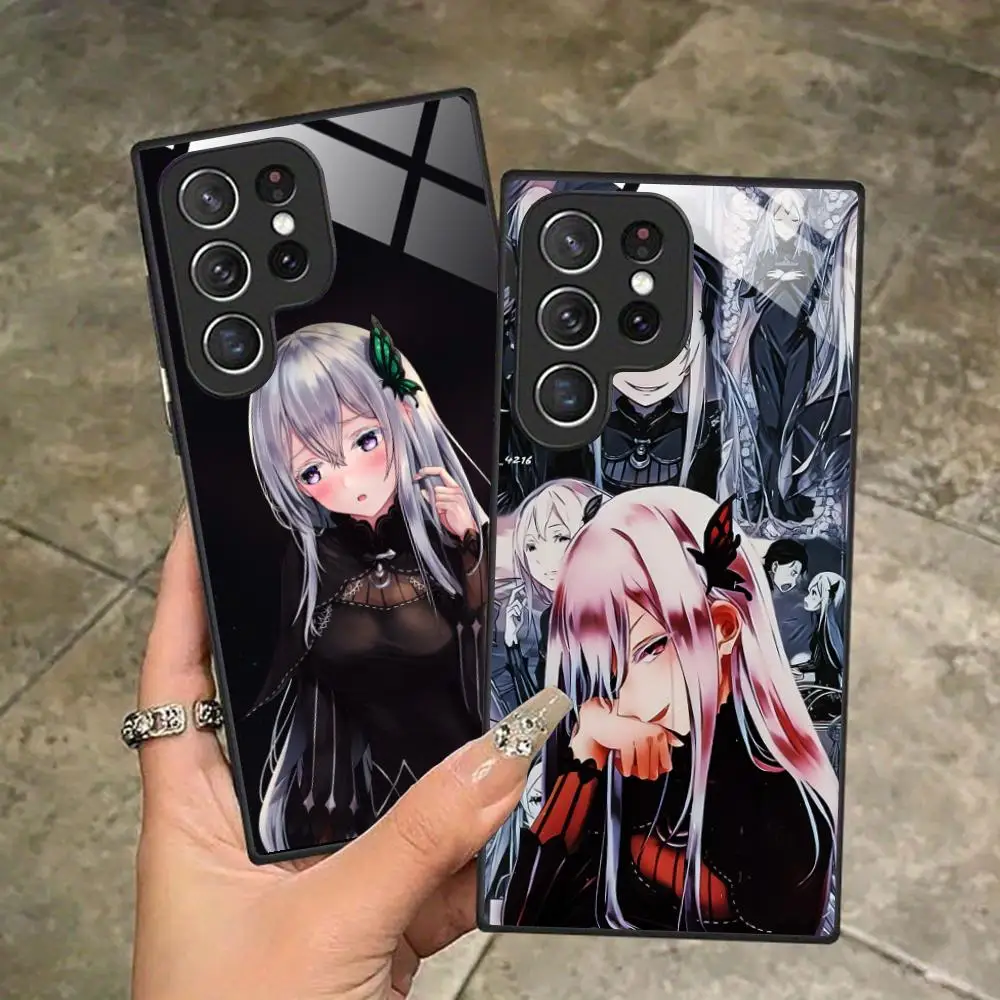 

Чехол для мобильного телефона ReZero Echidna для Samsung Galaxy A56 55 54 53 52 51 36 35 34 23 16 15 5G, стеклянный чехол для мобильных телефонов, роскошный