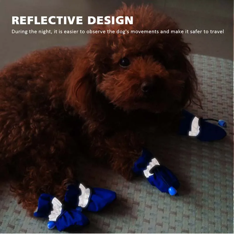 4pcs Antiskid Puppy Shoes Pet Protection Soft-soled Pet Dog Shoes Winter Waterproof Prewalkers Soft Supplies Pet Paw Care