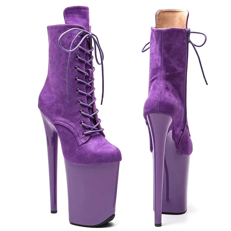 Auman Ale New 23CM/9inches Suede Upper Fashion Sexy Exotic High Heel Platform Party Women Boots Pole Dance Shoes 028