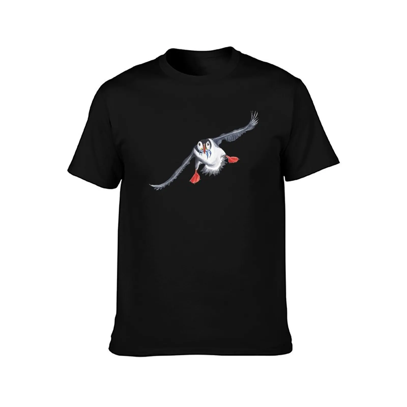 تي شيرت Flying Puffin تي شيرت للرجال تي شيرت قطني للرجال تي شيرت جرافيك عتيق