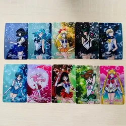 10Pcs/set Self Made Sailor Moon Mizuno Ami Chibiusa Tenoh Haruka Anime Game Character Classic Serie Collect Crystal Card Sticker