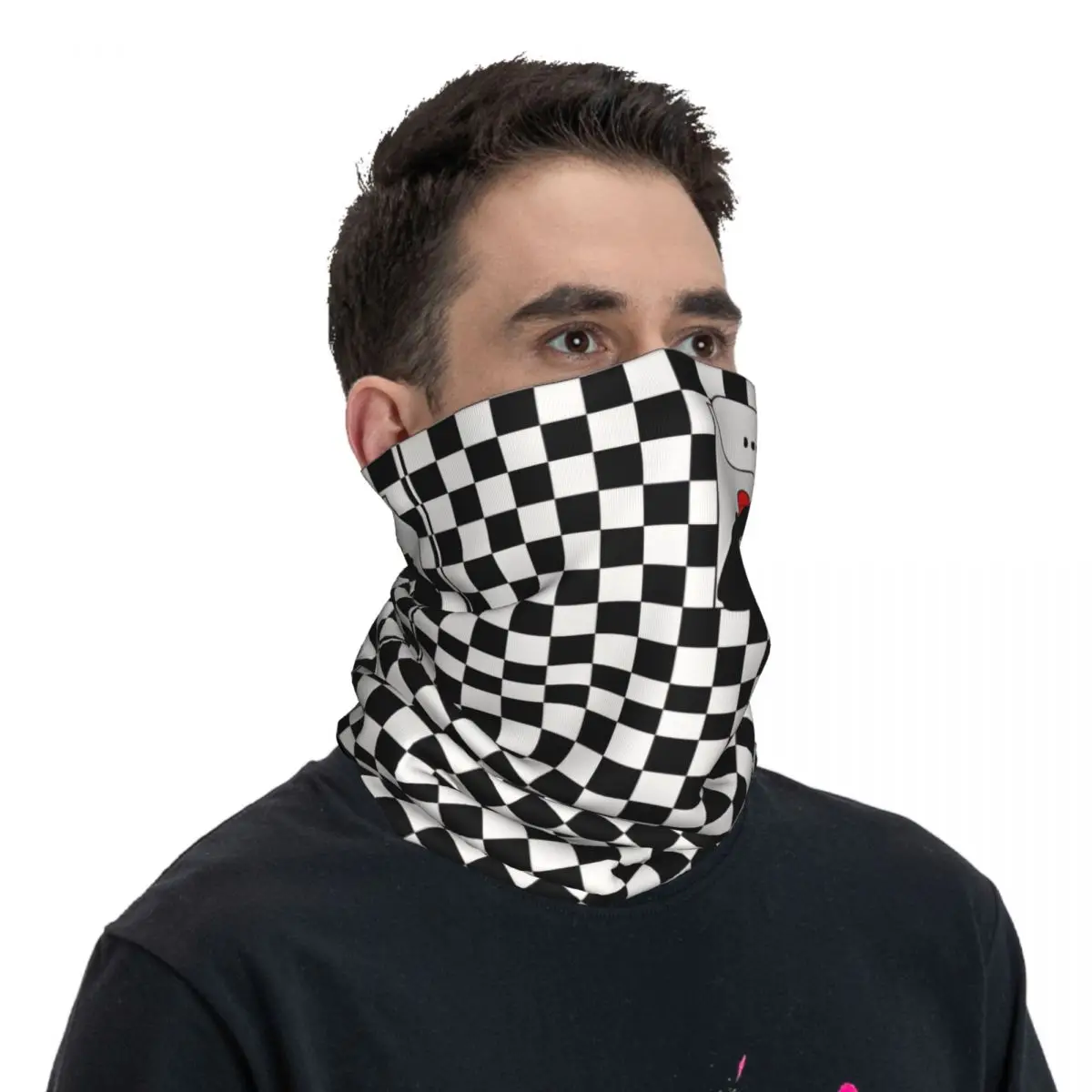 Checkerboard Bandana Neck White Scarf Multi-use Headwear Fishing Unisex Adult Winter