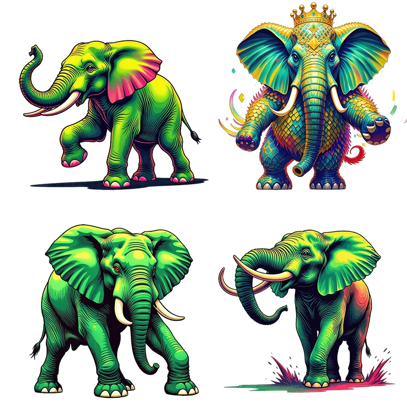 Three Ratels CD44 Green Elephant Cartoon Animal Wall Stickers for Home Decoration Computer decals Car Stickers