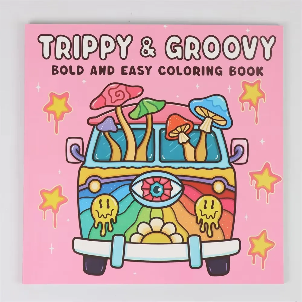 New Trippy Groovy Coloring Book Painting Gift Adorable Paperback Creepy Creatures Painting Book for Adults And Teens