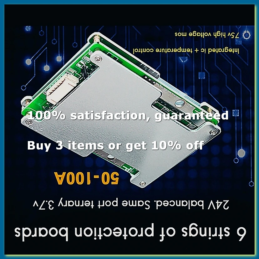6S 24V Lithium Battery Charging Protection Board with Balanced Charge MOS Enhanced PCB Protection Board-50A-DTD2