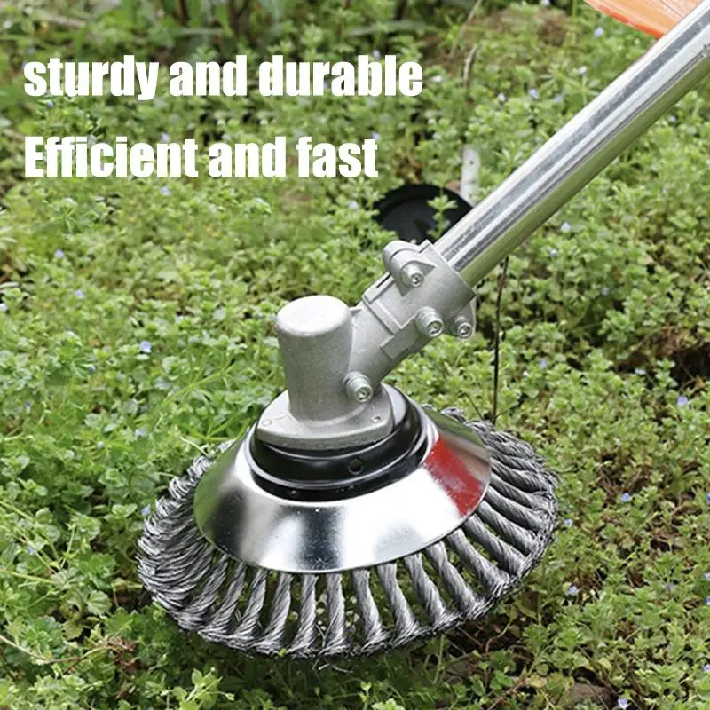 

6 Inch Universal Grass Trimmer Head Steel Wire Wheel Brush Disc Weed Brush New Upgrade Head Garden Lawn Mower Cutter Tool