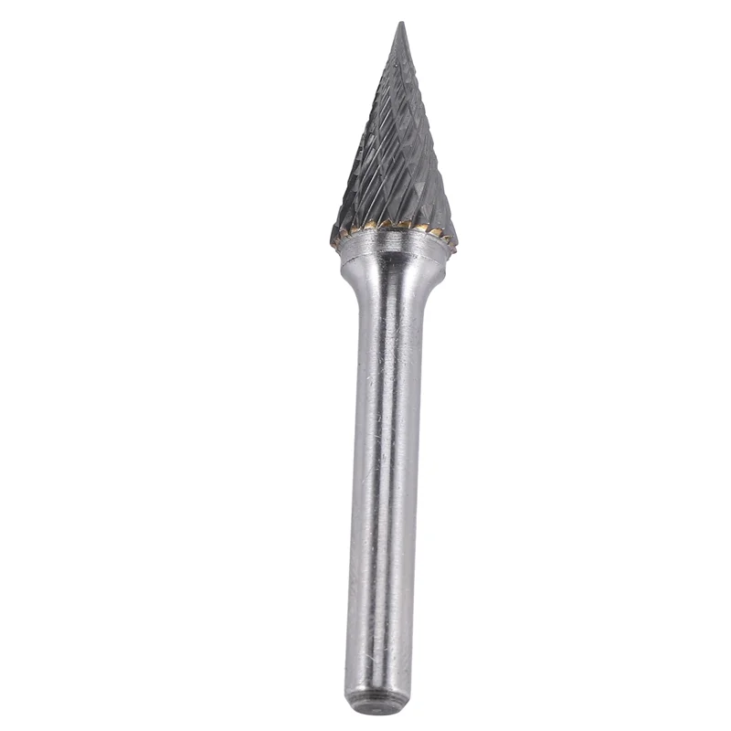 AC88-10X Tungsten Carbide Burr Pointed Cone Shape Double Cut Rotary Burrs File 70X12mm With 1/4 Inch Shank Dia