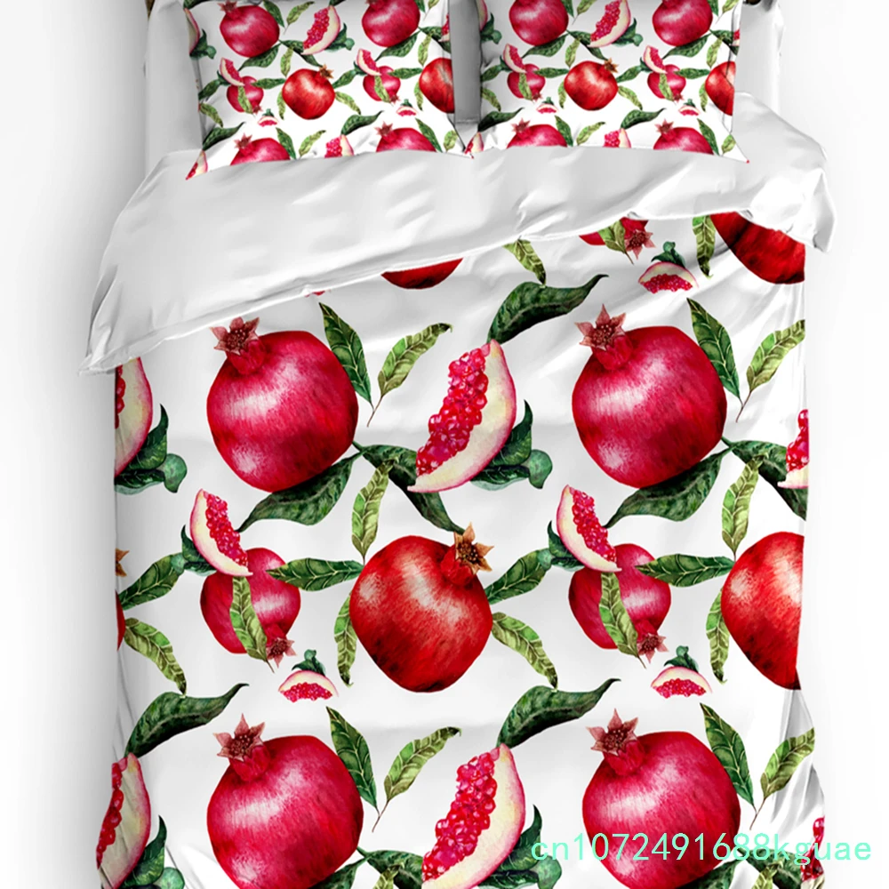 Home Textiles Bedding - Copripiumino con Motivo di Melograno Rosso