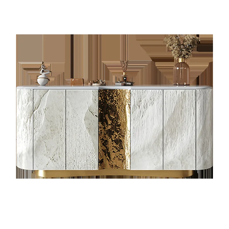 

French light luxury, marble entrance cabinet, dining side cabinet in the living room