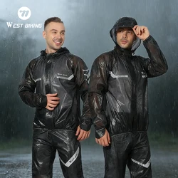 WEST BIKING Waterproof Cycling Raincoat MTB Road Bike Cycling Hooded Jacket Windproof Safety Reflective Motorcycle Raincoat