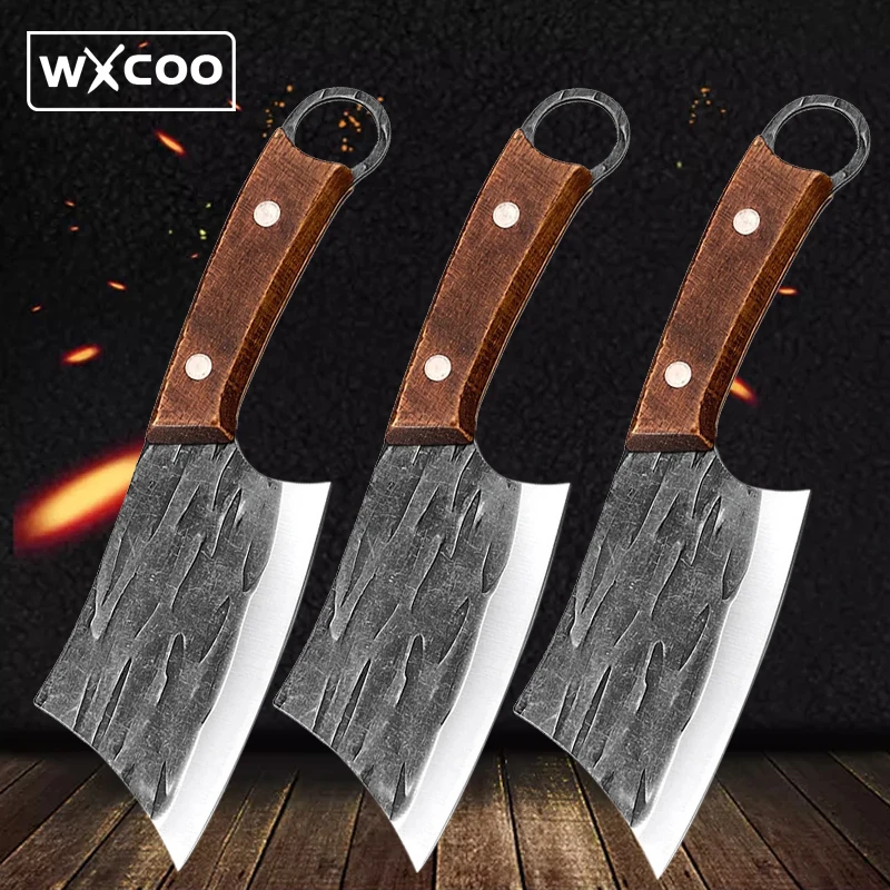 Small Fish Knife Forged Stainless Steel Boning Knife Meat Cleaver Butcher Vegetable Slicing Cutter Wooden Handle Kitchen Knives