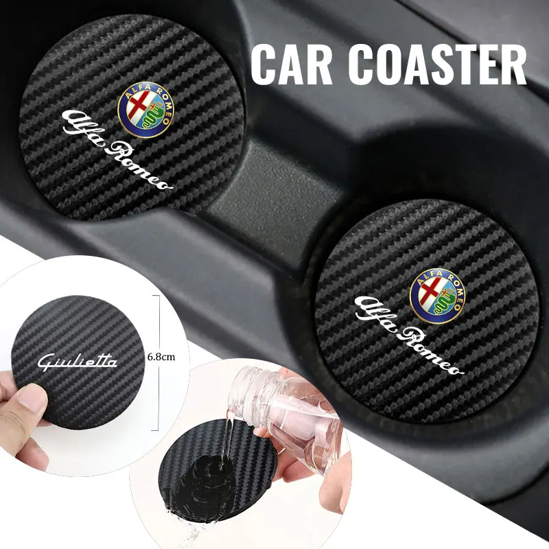 Posavasos para coche, soporte para botella de agua, alfombrilla antideslizante, almohadilla de sílice para Alfa Romeo GT Stelvio F1 Brera Volante Tonale Gloria Disco