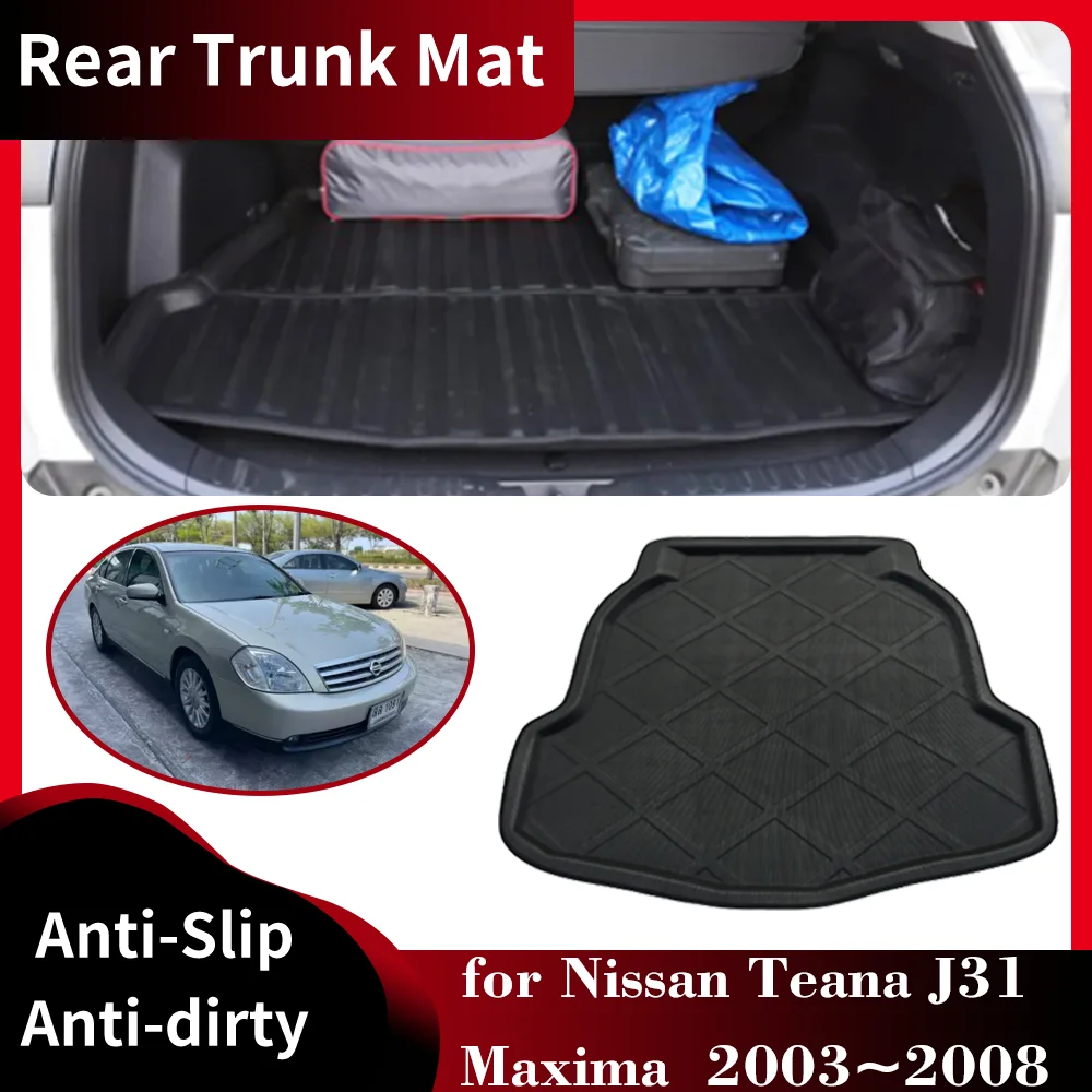 Car Rear Trunk Mat for Nissan Teana J31 Maxima Cefiro 2003~2008 Luggage Liner Tray Waterproof Pad Space Carg Cover Accessories