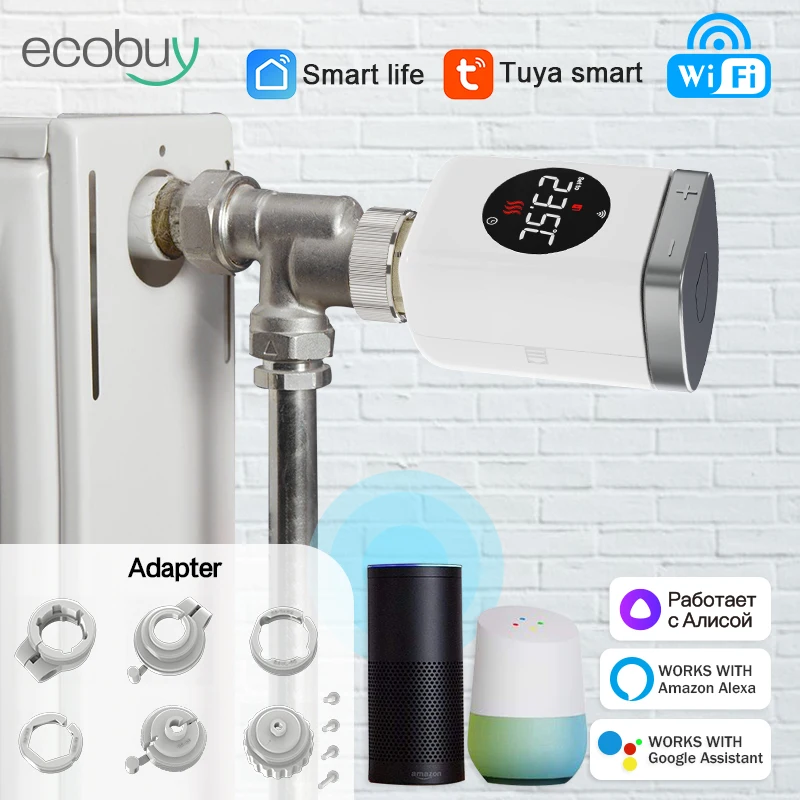 Tuya Wifi/Zigbee Thermostatic Head Radiator Valve Actuator TRV Smart Home Temperature Controller Smart Life Alexa Google Home