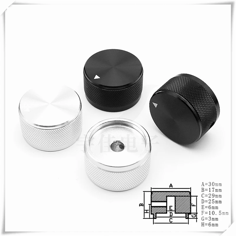 1PCS 30×17 high-end Metal Pure Aluminum Solid Core Knob Cap Potentiometer Screw Cap Round Hole 6MM Side Screw Fixed