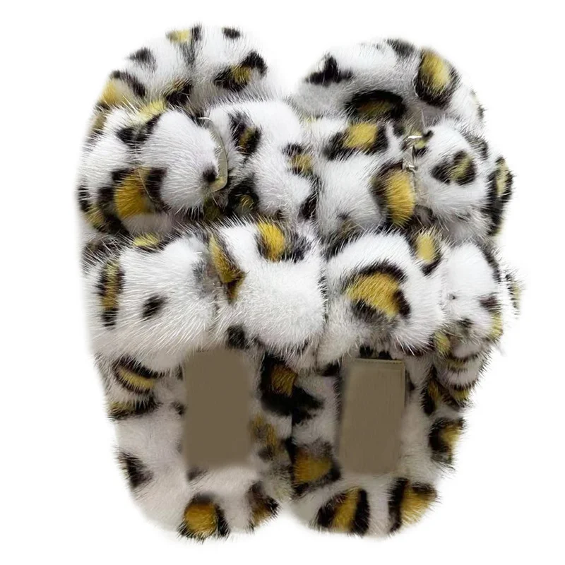 100% Mink Fur Women's Slipper No Winter Sticking Pvc Fur House Slippers Woman Slippers Good Selling Women Shoes