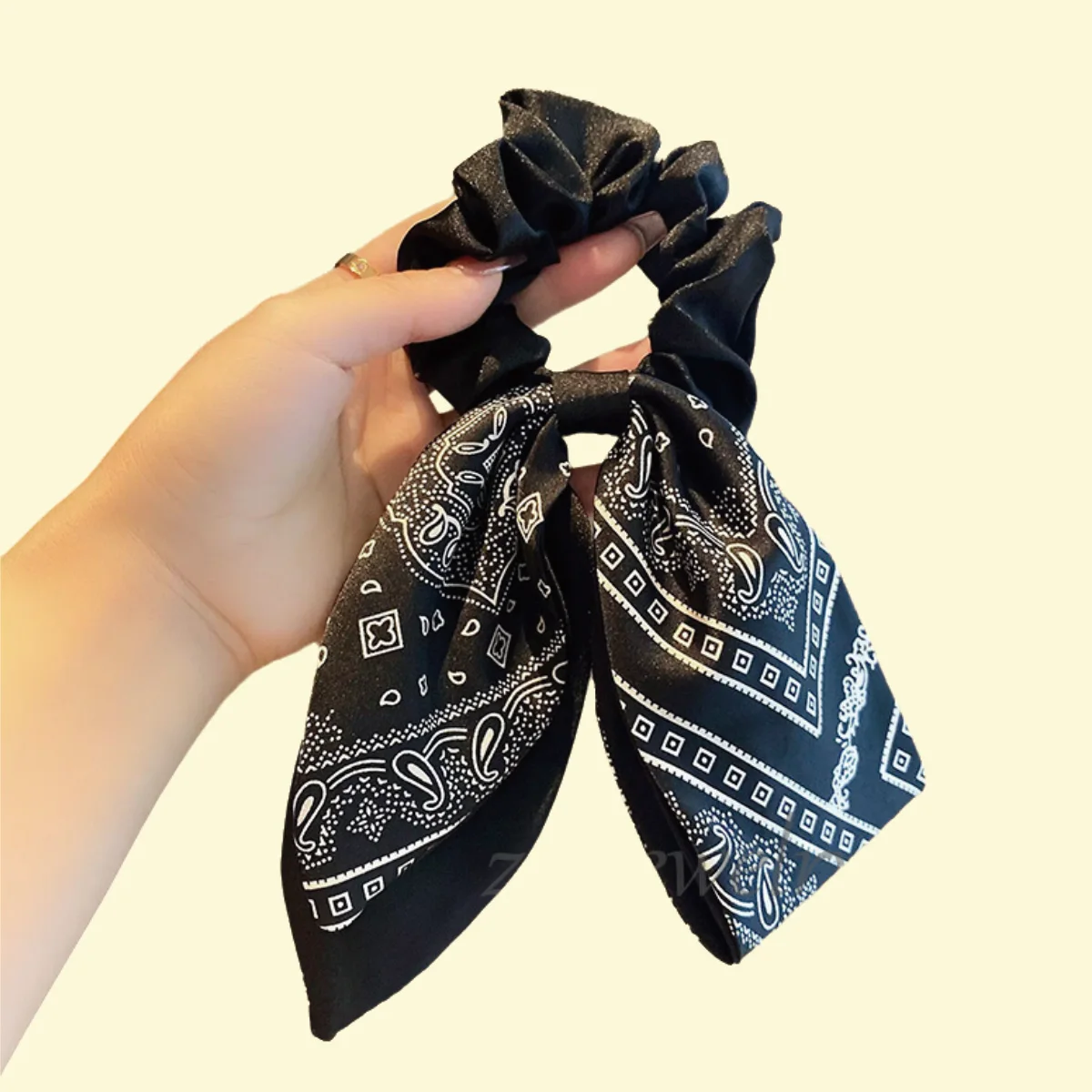 

Cashew Flower Pattern Print Headrope Ribbon Large Intestine Headband Daily Use Bow Ribbon Elegance Bohemian Style Hair Hoop