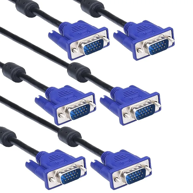 3Pack VGA To VGA Cable，10Ft  HD15 Male To Male Cable for TV Computer VGA Monitor Cable with Blue Connector