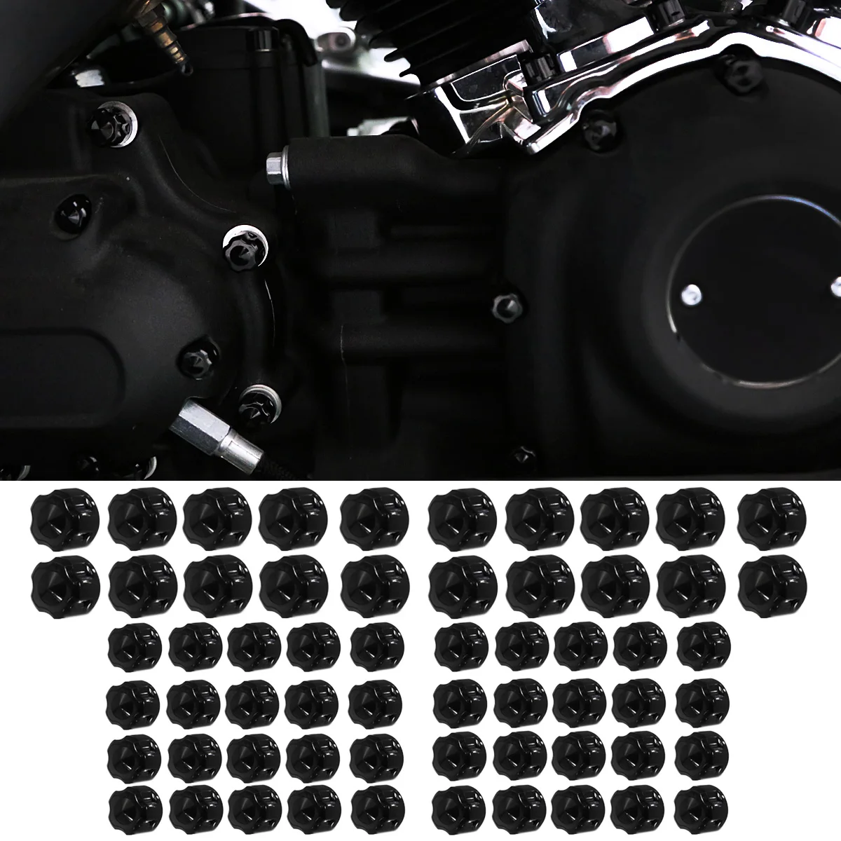 Kit de tampas de parafuso preto brilhante, tampas de parafuso rocker do motor, tampa de parafusos derby para harley softail street bob low rider breakout