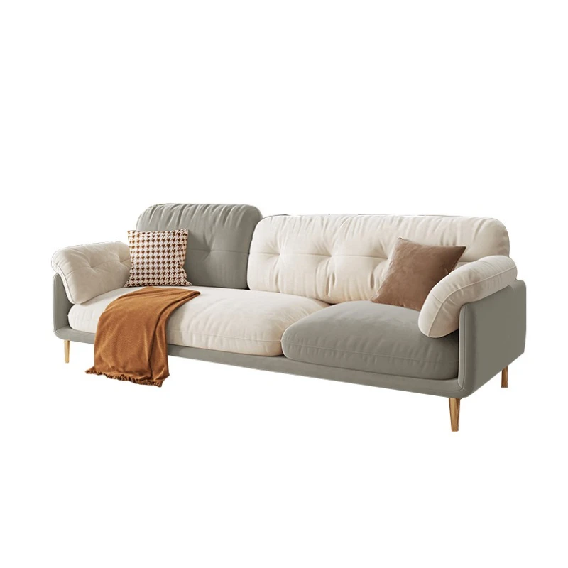 

Technology cloth sofa living room small apartment light luxury modern simple Nordic cream color matching straight row fabric